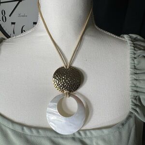 Gold and White Heart Pendant‎ Necklace